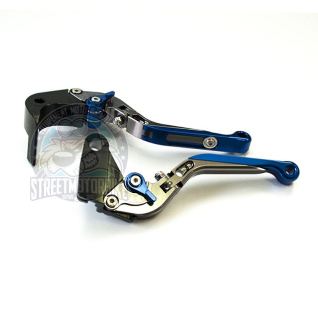 leviers moto Flip Up ajustable repliable SMB SUZUKI #7 Titane bleu