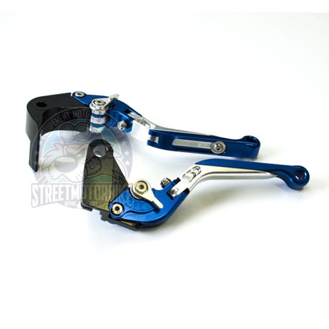 leviers moto Flip Up ajustable repliable SMB KAWASAKI #6 Bleu silver bleu