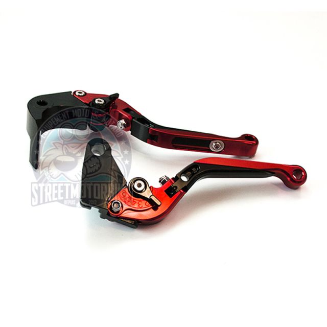 leviers moto Flip Up ajustable repliable SMB KAWASAKI #6 Rouge noir rouge