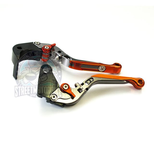 leviers moto Flip Up ajustable repliable SMB KAWASAKI #12 Titane orange