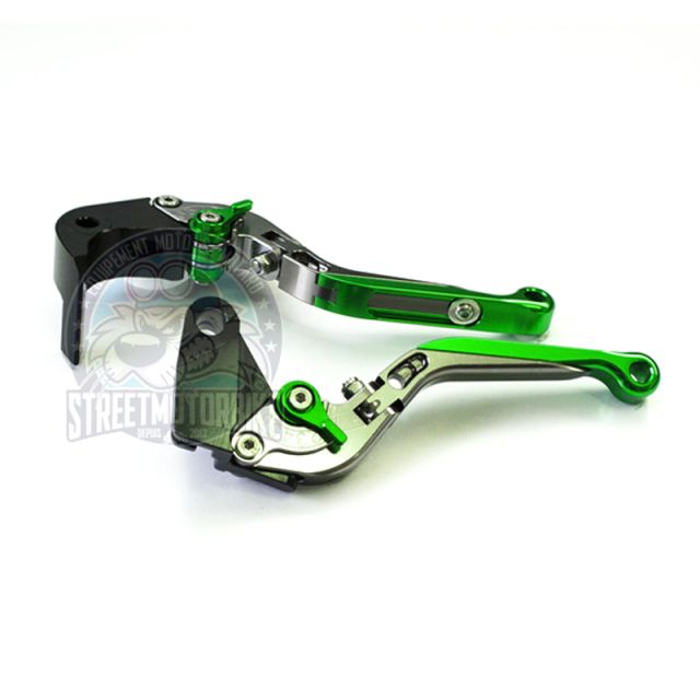 leviers moto Flip Up ajustable repliable SMB KAWASAKI #6 Titane vert