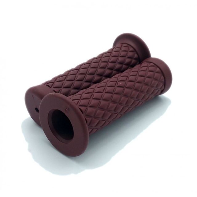 Poignée moto BRAZOLINE LOSANGE Marron / Rouge