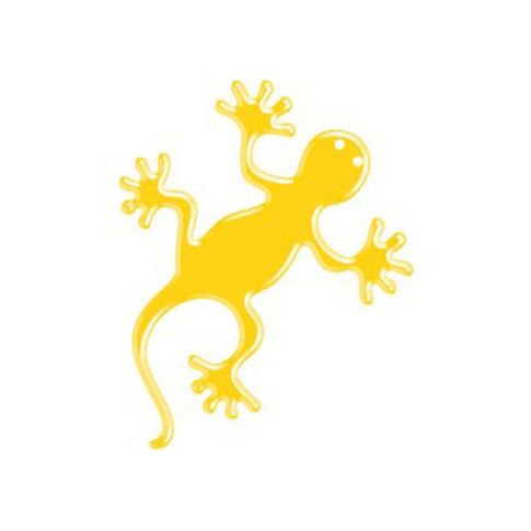 Label en 3D de forme LEZARD Jaune réflechissant