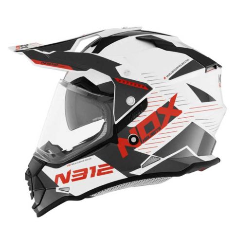 Casque enduro NOX N312 ENTEND Blanc Rouge Taille M