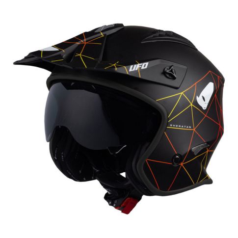 Casque jet Off Road UFO Sheratan Noir orange