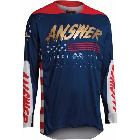 Maillot moto cross ANSWER A22 Elite Redzone bleu/rouge/blanc