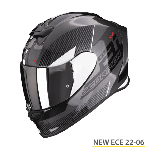 Casque moto SCORPION EXO-R1 EVO AIR FINAL Argent foncé Noir Blanc